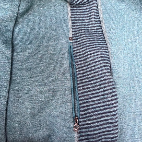 PrAna Kari Sweater / Jacket in Teal Green, Wool Blend + Fleece with Hood, Small - Picture 16 of 16
